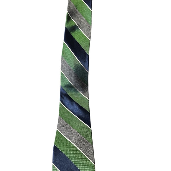 Express Striped Tie in Green, Gray, and Blue - Picture 1 of 5